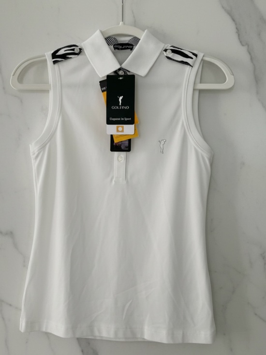 Golfino Tops - NWT GOLFINO White Sleeveless Golf Polo Zebra Trim Performance Top/Retired